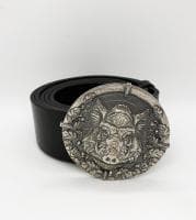 Ремень кожаный, с бляхой Кабан